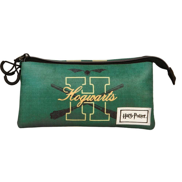 HARRY POTTER Howarsity ECO- Estuche Escolar Triple Portatodo con 2 Cremalleras. Verde