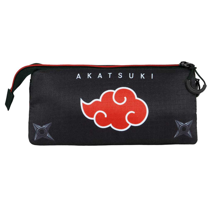 NARUTO Sunrise - Estuche Escolar Triple Portatodo con 2 cremalleras. Akatsuki