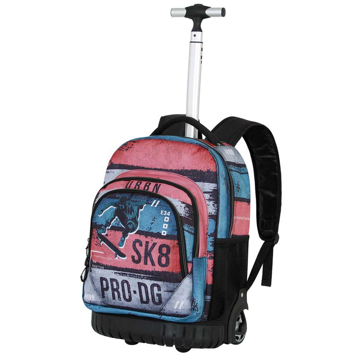 PRODG Urbansk8 Mochila Escolar con Ruedas Integradas y Tirador Trolley GTS FAN. Gris