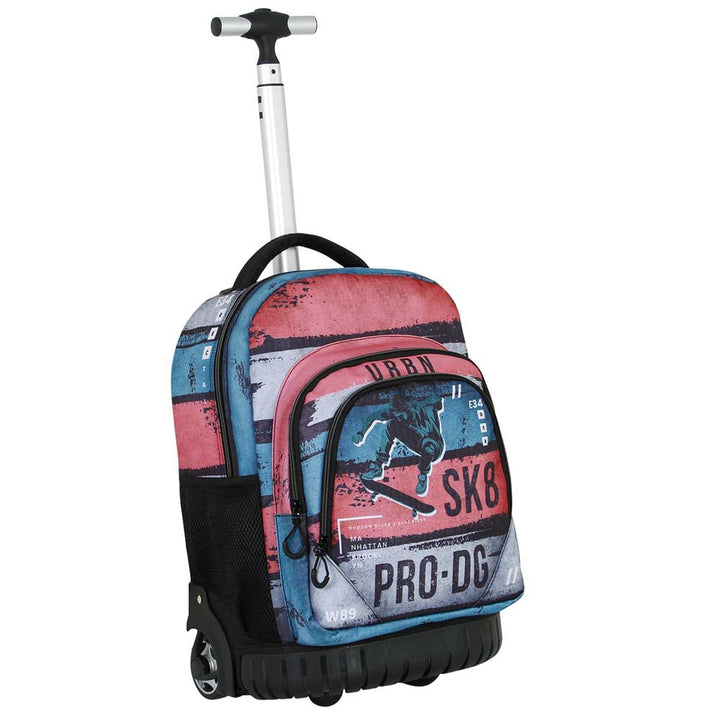 PRODG Urbansk8 Mochila Escolar con Ruedas Integradas y Tirador Trolley GTS FAN. Gris