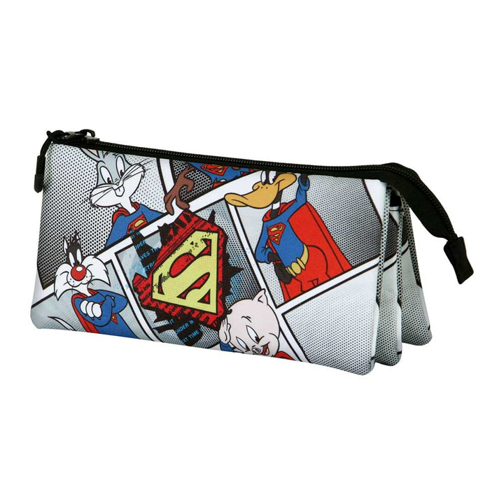 Looney Tunes - Estuche Escolar Triple Portatodo con 2 Cremalleras. Edición Super Tunes