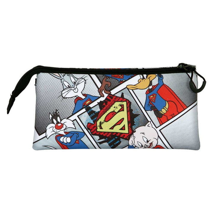 Looney Tunes - Estuche Escolar Triple Portatodo con 2 Cremalleras. Edición Super Tunes