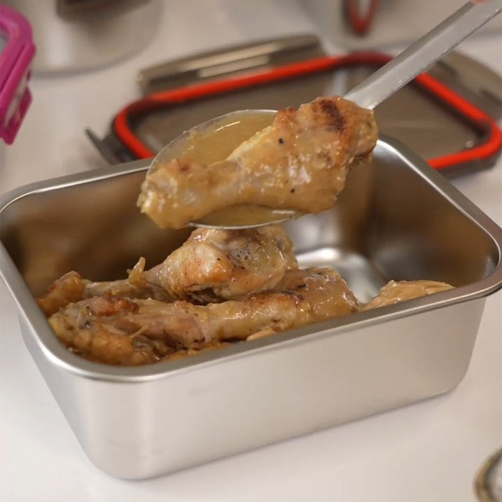 LACOR EcoInox - Recipiente Redondo de 0.7L en Acero Inoxidable Apto Microondas