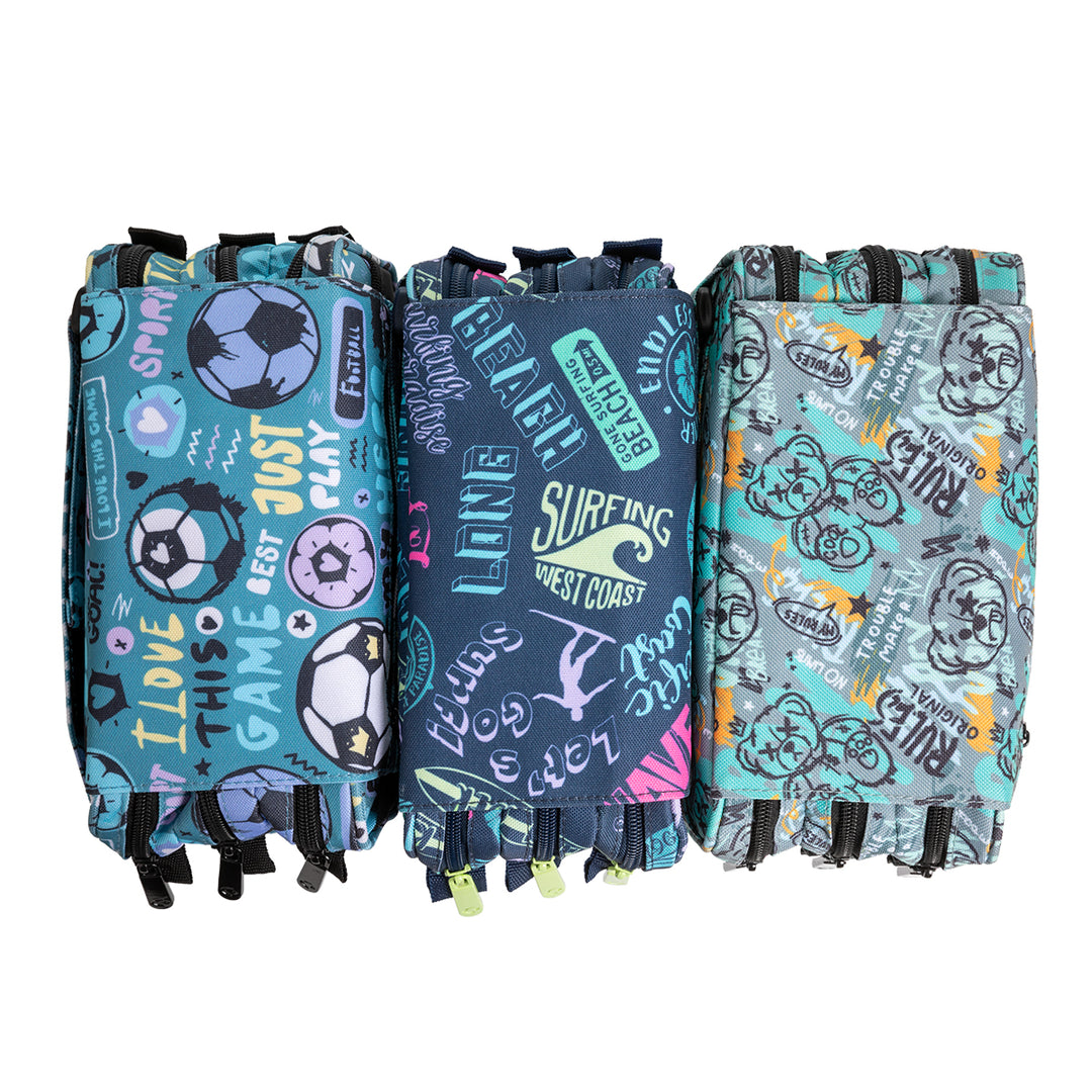 ColePack Design - Estuche Triple de 3 Cremalleras con Material Escolar Incluido. Beach