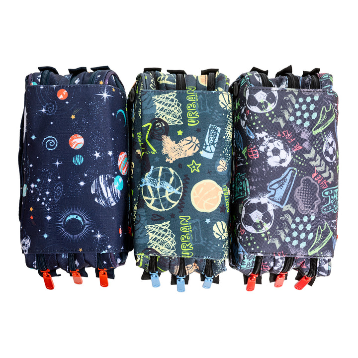 Grafoplás Design - Estuche Portatodo Triple con Solapa para Material Escolar. Streetball
