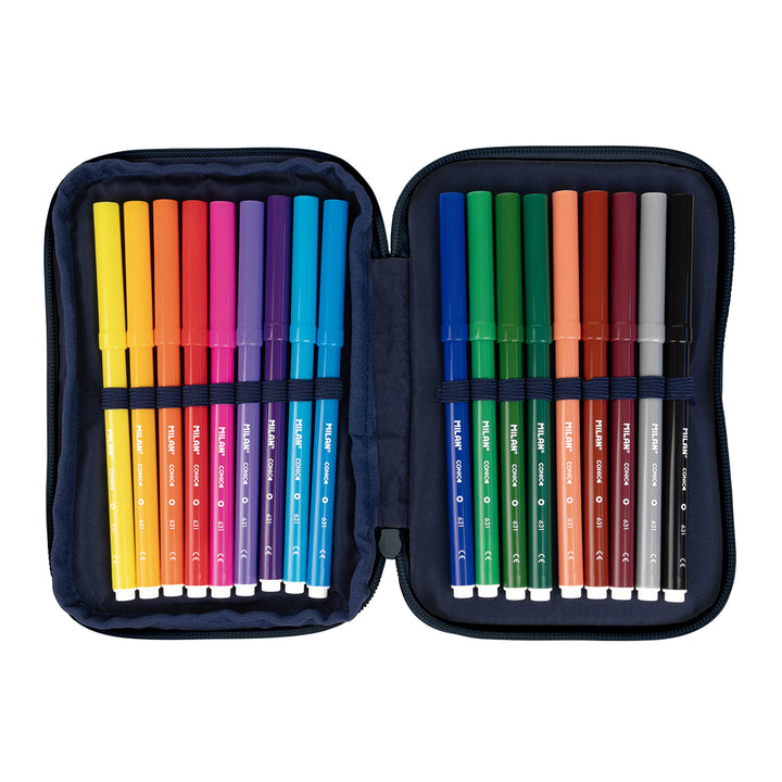 MILAN - Plumier de 2 Pisos con Contenido de 36 Piezas. Colección 430 since 1918. Azul