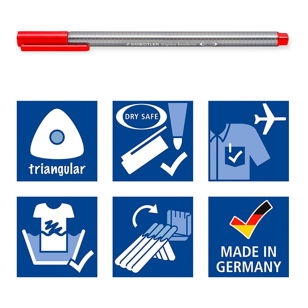 STAEDTLER Happy - Estuche de 10 Rotuladores Fineliner Triplus de Punta Fina