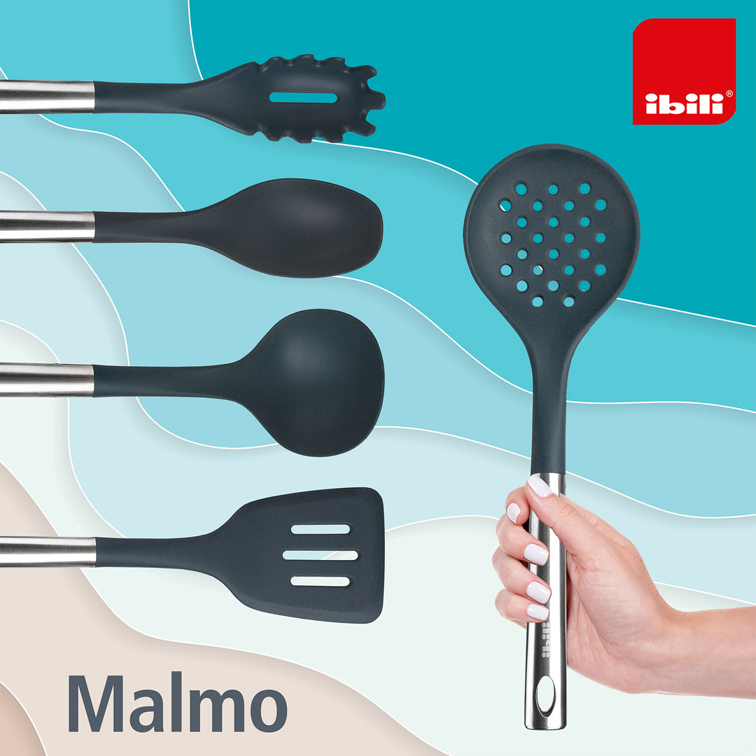 IBILI Malmo - Cuchara para Pasta en Silicona con Mango de Acero Inoxidable