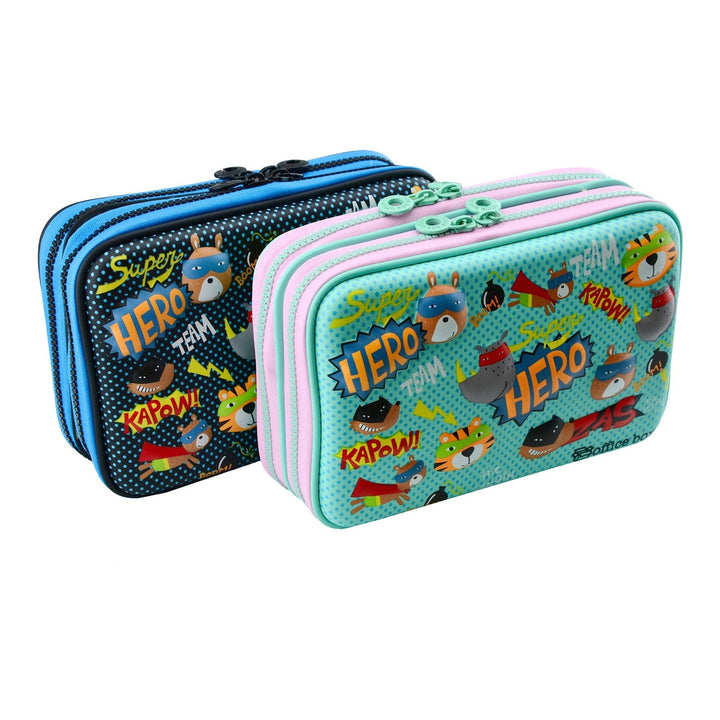 OFFICEBOX 3D Magic - Estuche Tipo Plumier Doble con Relieve. Modelo Hero