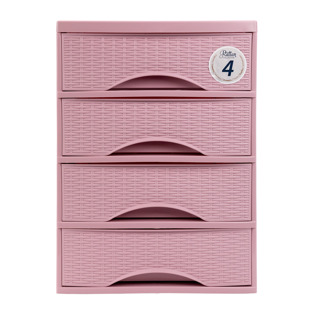 Plastic Forte Rattan - Cajonera de Sobremesa 2 Cajones en Plástico. Rosa