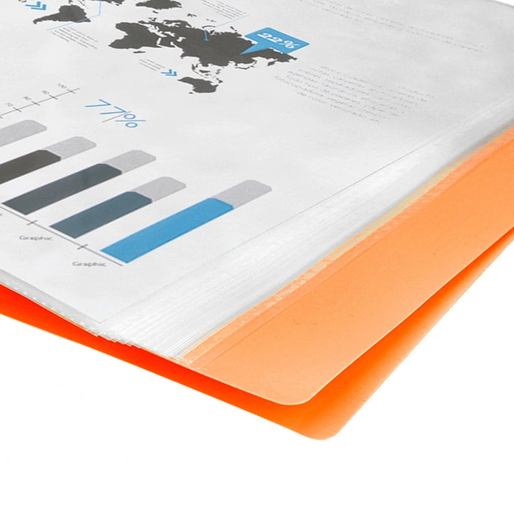 LIDERPAPEL - Carpeta Fundas de Plástico A4 con 40 Fundas Transparentes. Naranja Fluor
