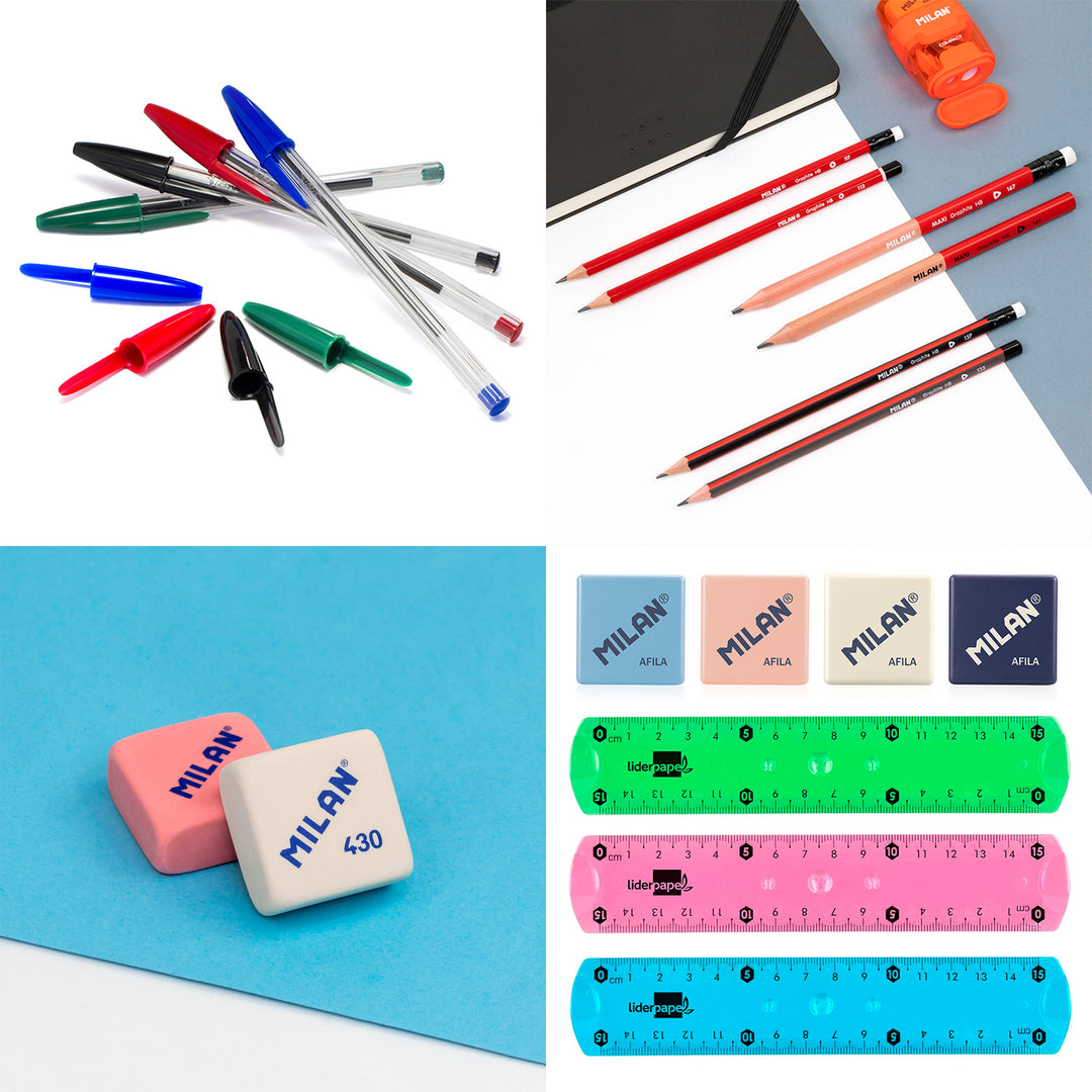 ColePack EcoDes - Estuche Triple de 3 Cremalleras con Material Escolar Incluido. Manga