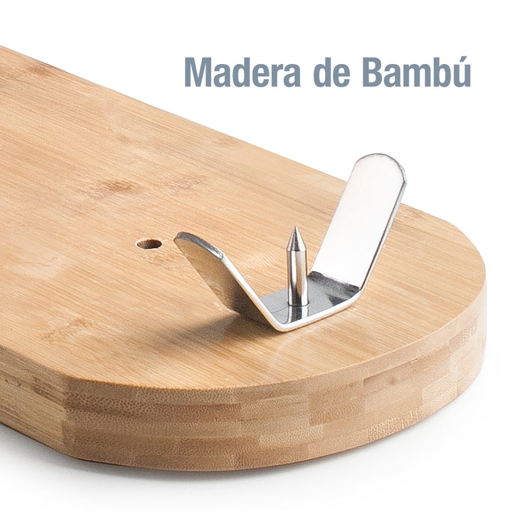 IBILI Maestro - Soporte Jamonero Plegable en Bambú y Acero con Cabezal Giratorio