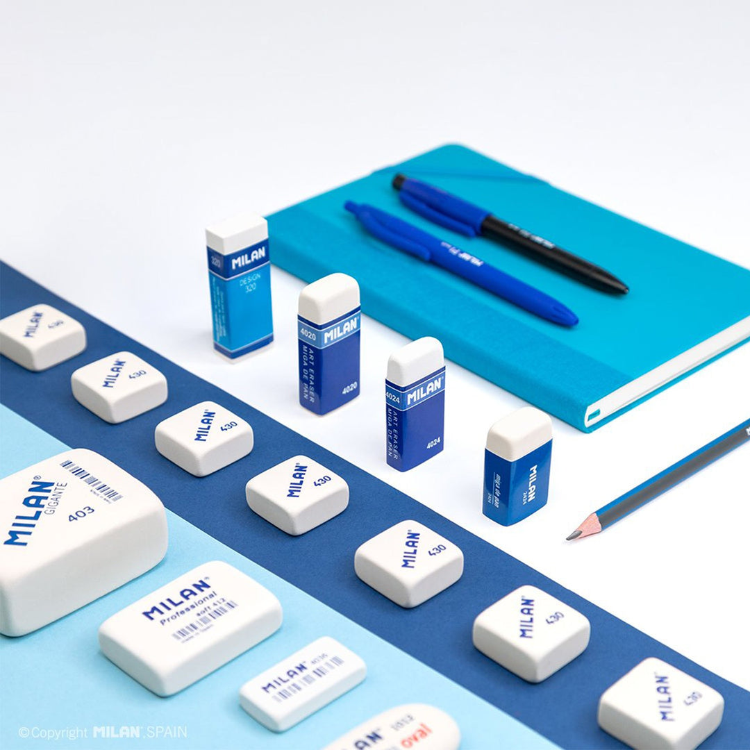 MILAN Art - Caja Metalica con 7 Lápices de Grafito 2 Gomas Especiales y 1 Sacapuntas