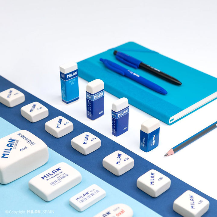 MILAN Art - Caja Metalica con 7 Lápices de Grafito 2 Gomas Especiales y 1 Sacapuntas