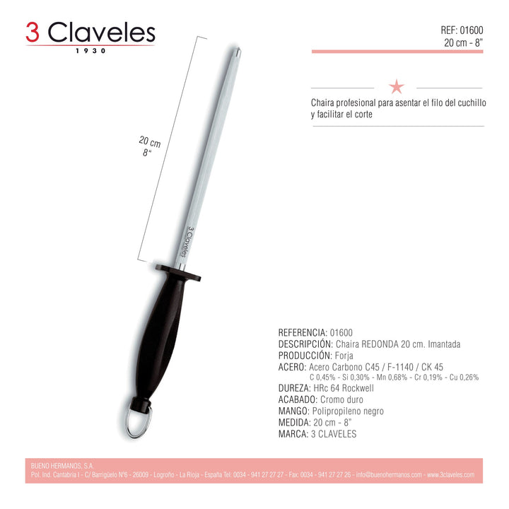 3 Claveles Gourmet - Kit Profesional de Cuchillo Jamonero Deshuesadores Chaira y Funda