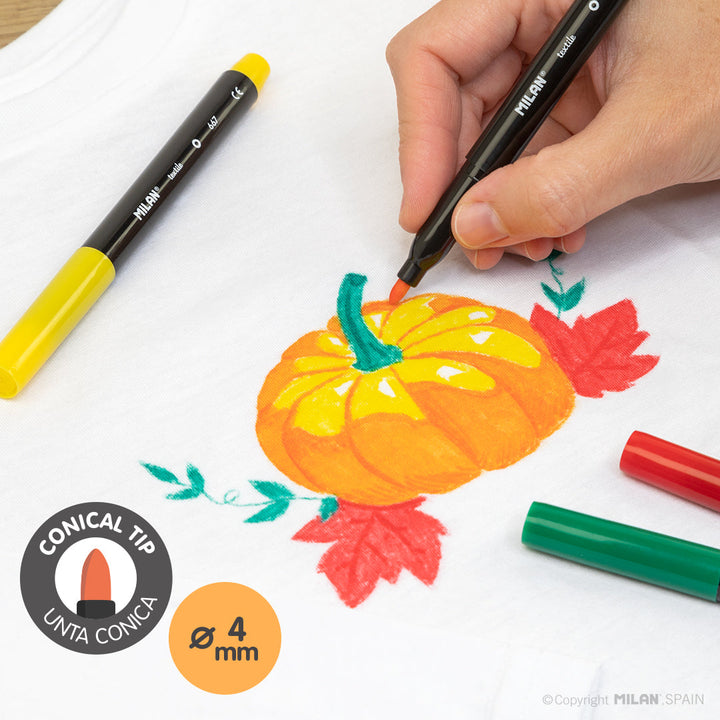 MILAN 06P6T - Caja de 6 Rotuladores en Colores para Pintar Sobre Tejidos