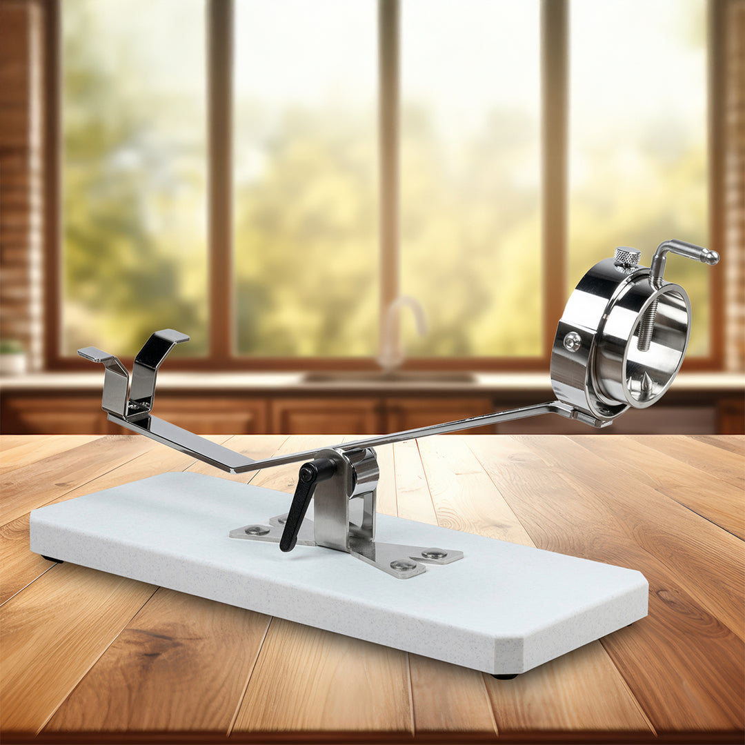 BELLO Teide - Soporte Jamonero Basculante en Fibra Granito y Acero Inoxidable con Cubrejamón