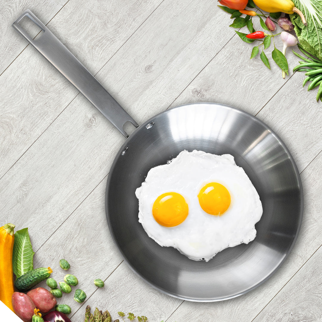 LACOR Foodie - Sartén 30 cm en Acero Inoxidable con Fondo Termo Difusor. Apta Inducción