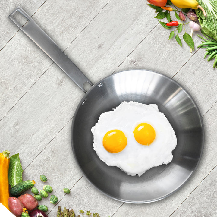 LACOR Foodie - Sartén 30 cm en Acero Inoxidable con Fondo Termo Difusor. Apta Inducción