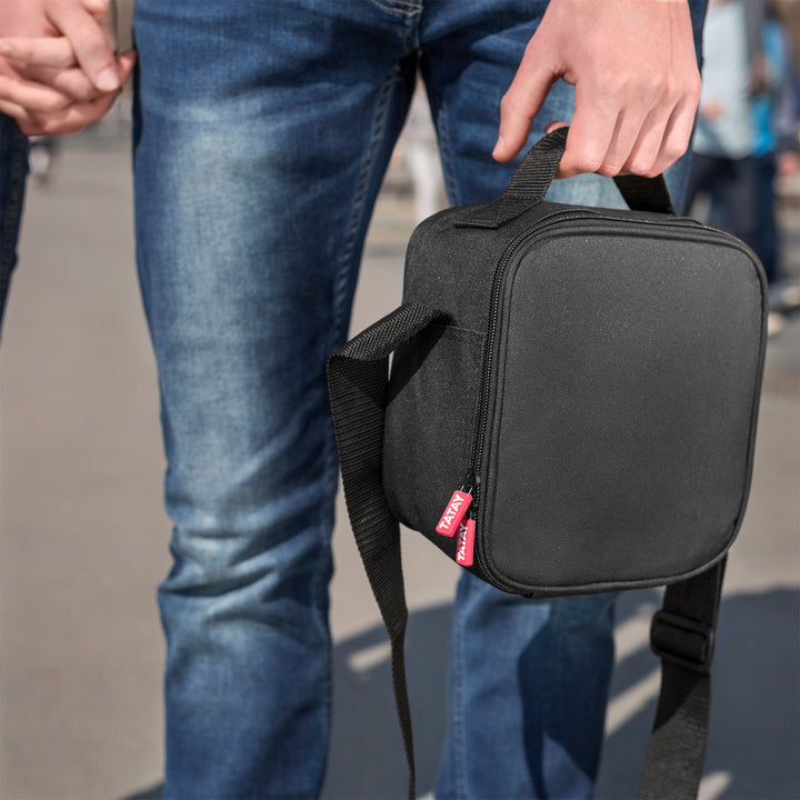 TATAY Urban Food Casual - Bolsa Térmica Porta Alimentos 3L con Recipientes. Azul Pastel Geométrico