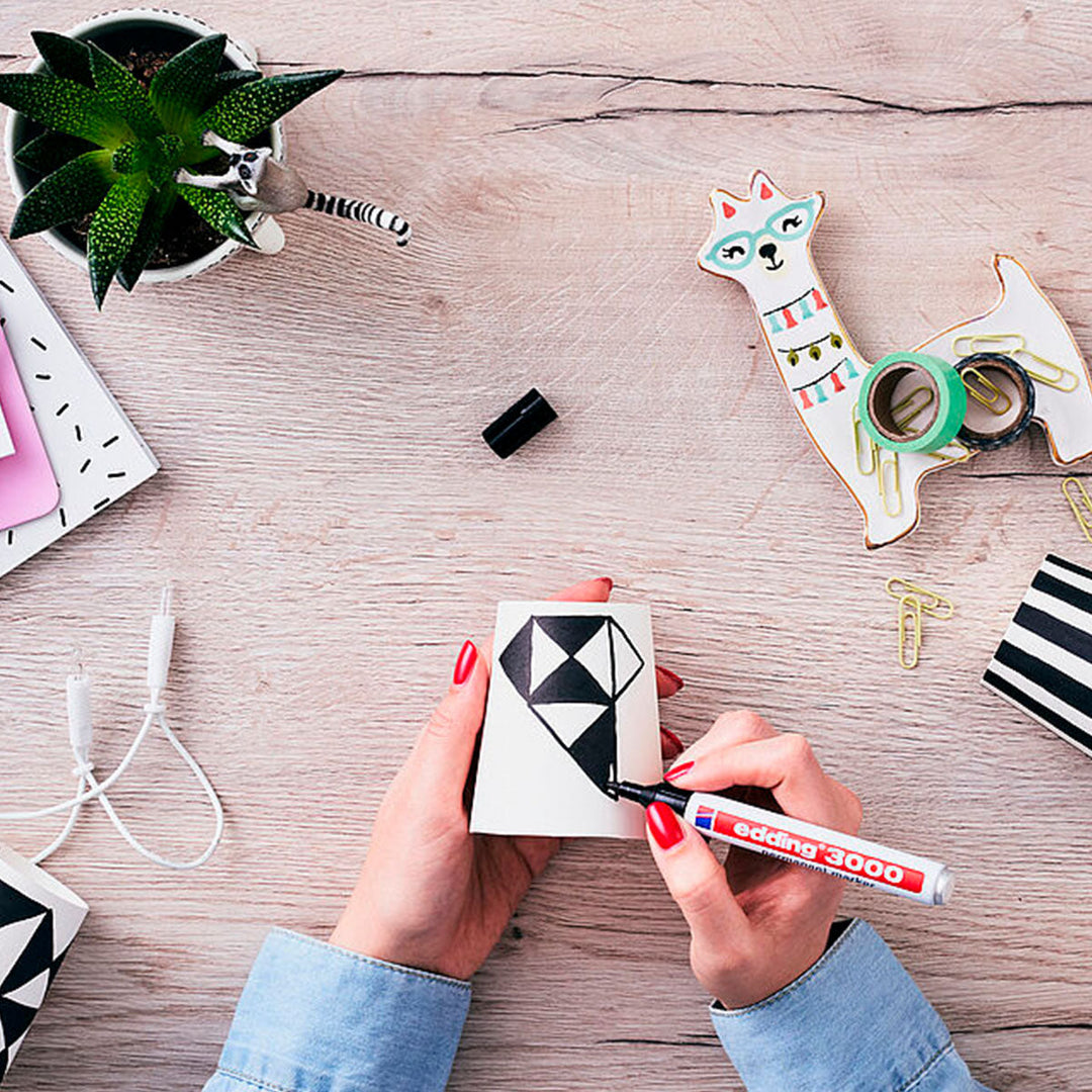 EDDING 3000 - Set de 4 Rotuladores Permanentes Punta Redonda 1.5-3 mm. Negro