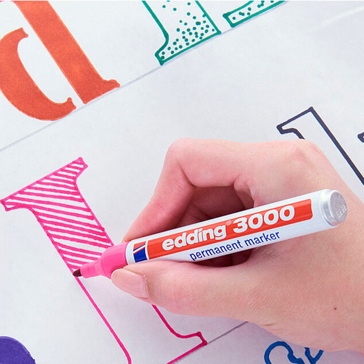 Edding 3000 - Rotulador Marcador Permanente Punta Redonda 1.5-3 mm. Rojo