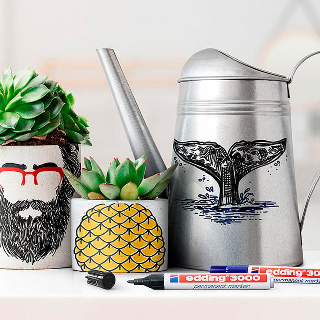 EDDING 3000 - Set de 4 Rotuladores Permanentes Punta Redonda 1.5-3 mm. Rojo