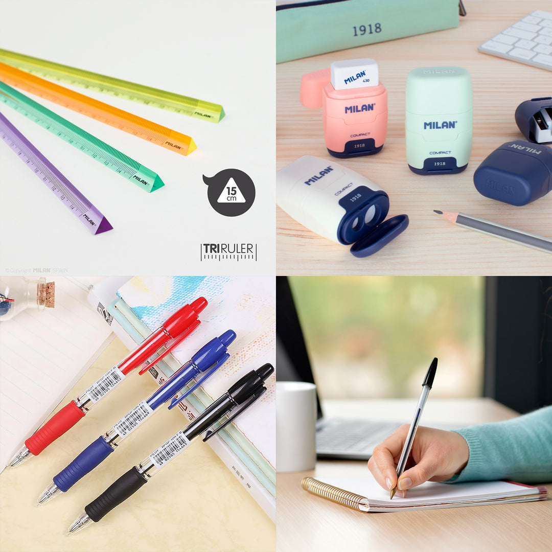 ColePack Design - Estuche Triple de 3 Cremalleras con Material Escolar Incluido. EC Random