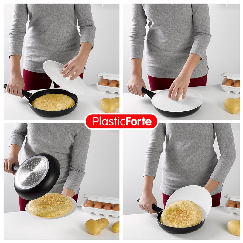 Plastic Forte - Juego de 2 Tapas Gira Tortillas en Plástico con Agarre Central. Rosa