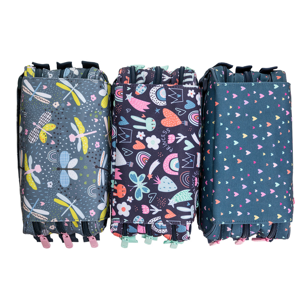 ColePack EcoDes - Estuche Triple de 3 Cremalleras con Material Escolar Incluido. Princess