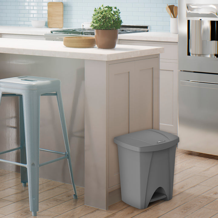 Plastiken Nature - Cubo de Basura con Pedal 25L para Cocina y Baño. Plata