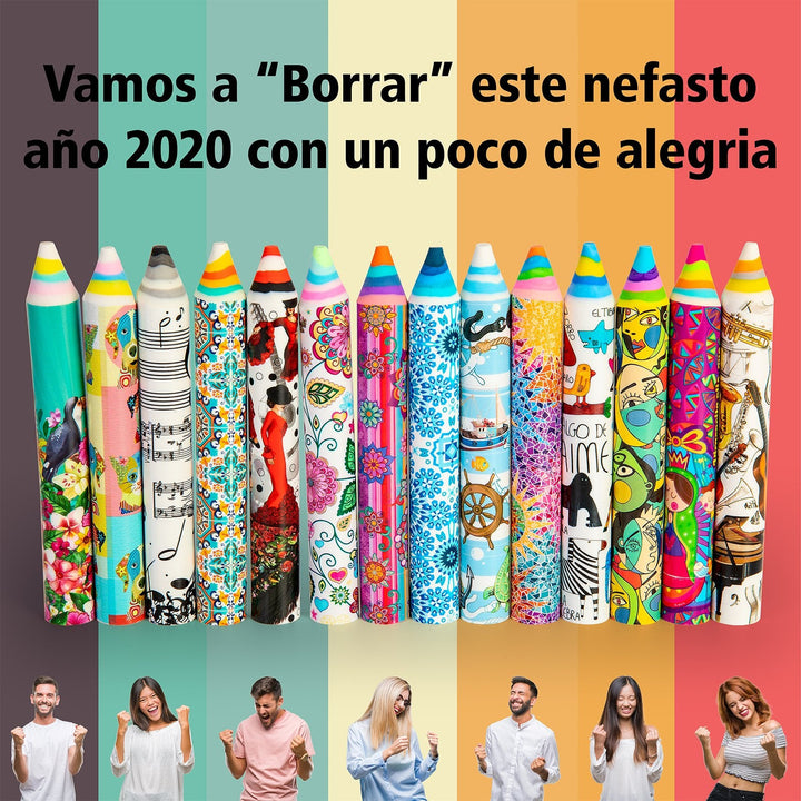 JAVIER Caras Modernas - Set de 2 Gomas de Borrar Extra-Grandes en Formato Lápiz