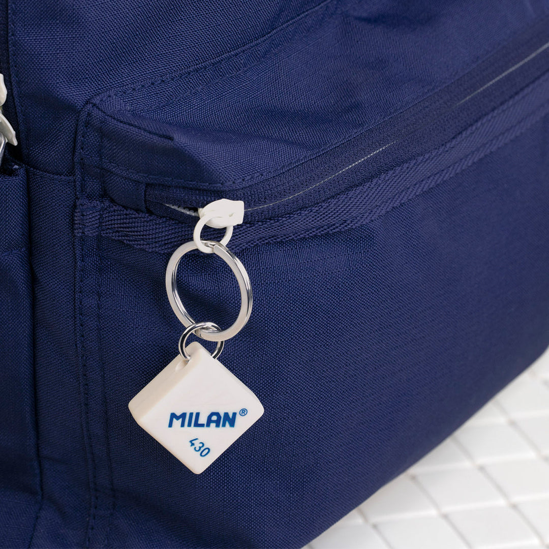 MILAN 1918 -  Pack Escolar con Mochila Urbana Clásica y Estuche 2 Cremalleras. Azul