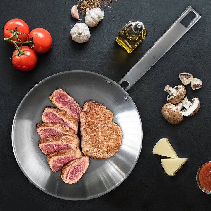 LACOR Foodie - Sartén 30 cm en Acero Inoxidable con Fondo Termo Difusor. Apta Inducción