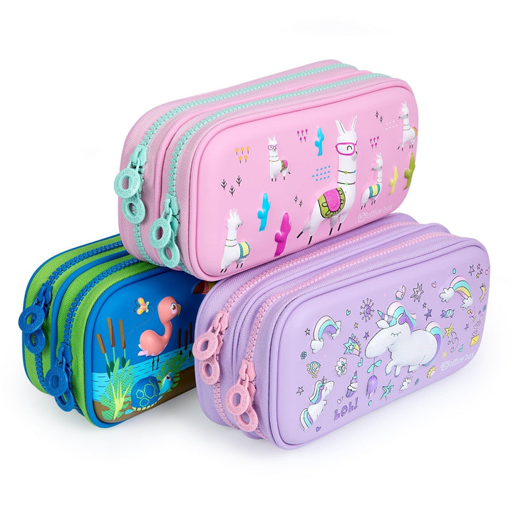 3D Magic - Estuche Escolar Doble con Cuerpo en Relieve. Jungle Azul