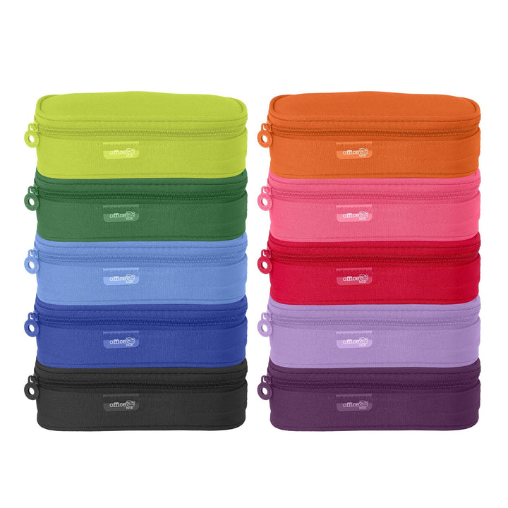 Mega - Estuche Portatodo Escolar Ovalado Multiuso con Solapa. Morado