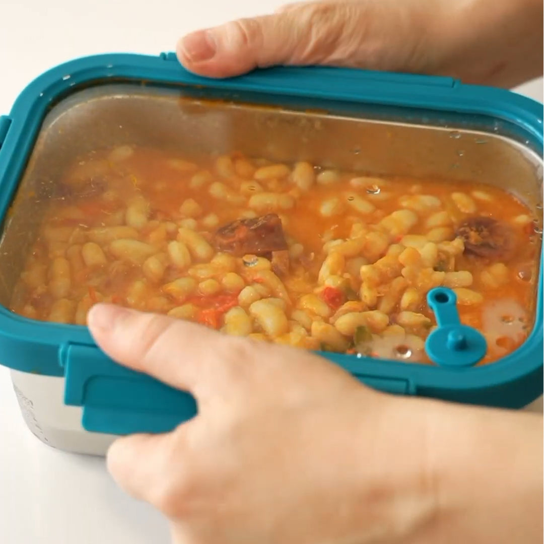 Lacor Etern - Recipiente Rectangular de Acero Inoxidable y Tapa de Cristal Apto Microondas