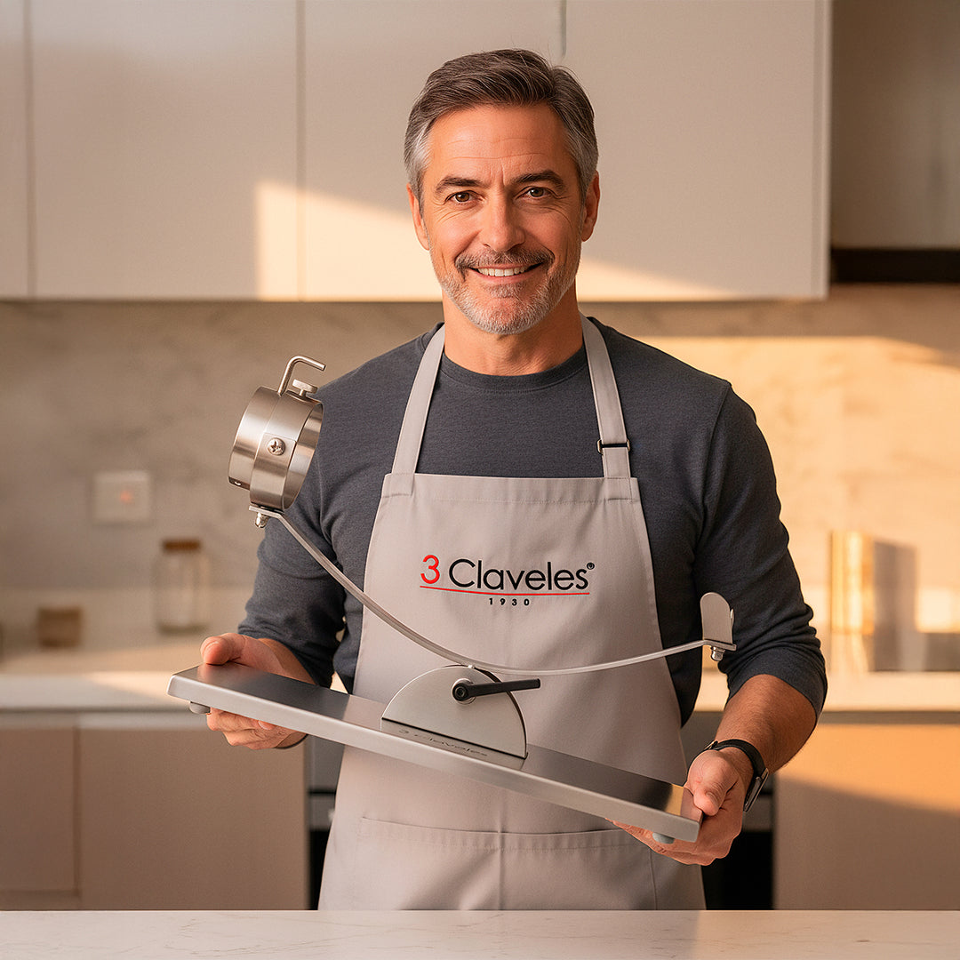 3 Claveles 01743 - Soporte Jamonero Basculante en Acero con Cabezal Giratorio y Cubre Jamón