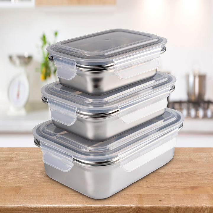 IBILI Keepklin - Recipiente Rectangular en Acero Inoxidable Apto Microondas