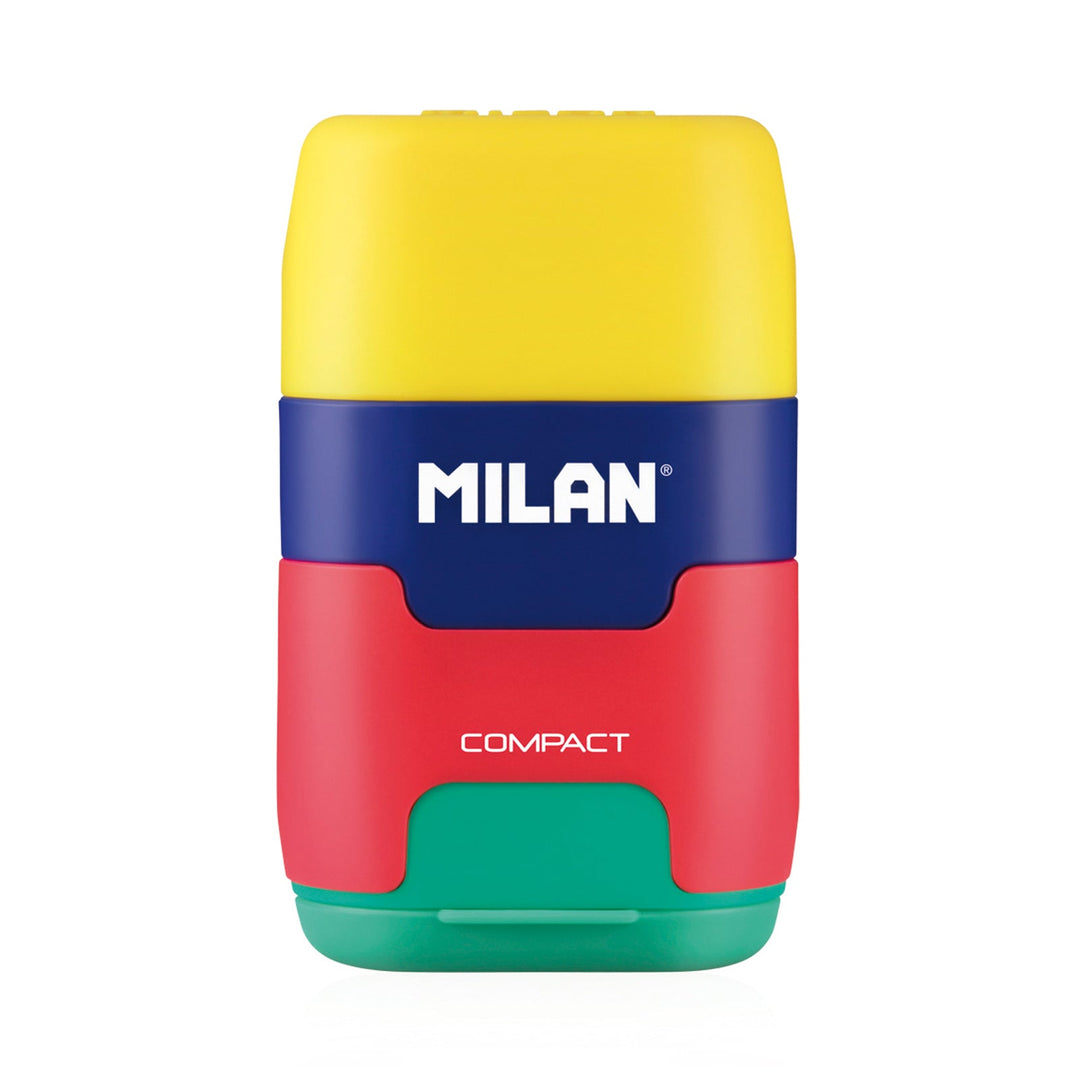 MILAN Mix - Afilaborra Compact. Combinación de Goma y Sacapuntas Doble. Multicolor