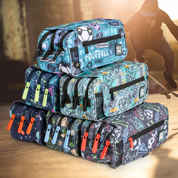 ColePack Design - Estuche Triple de 3 Cremalleras con Material Escolar Incluido. Match