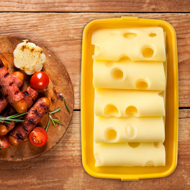 IBILI Deli - Recipiente Rectangular Apilable con Tapa Porta Embutidos y Alimentos. Rojo