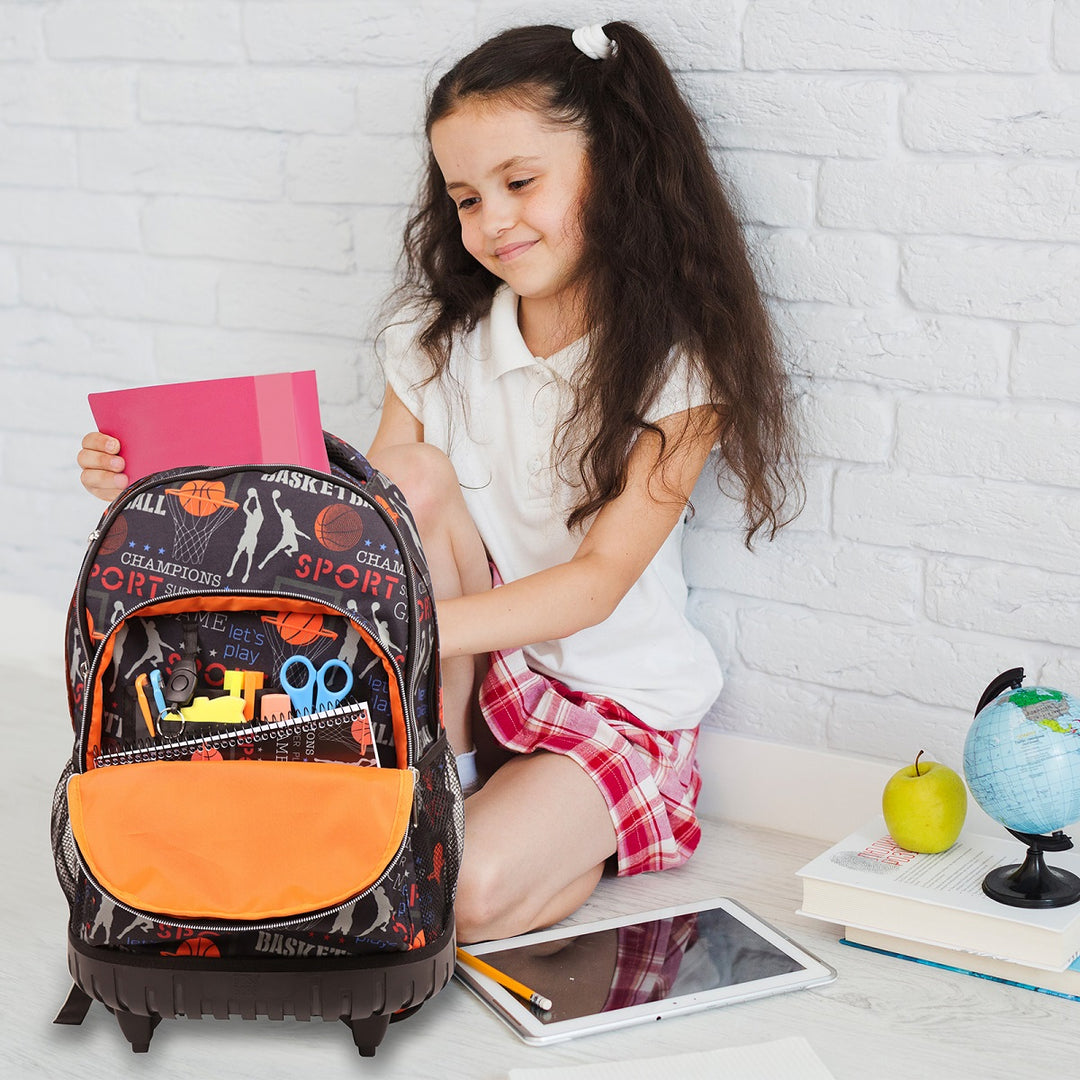 Grafoplás Design - Mochila Escolar 3 Cremalleras y Carrito Integrado. Acolchada. Tropical