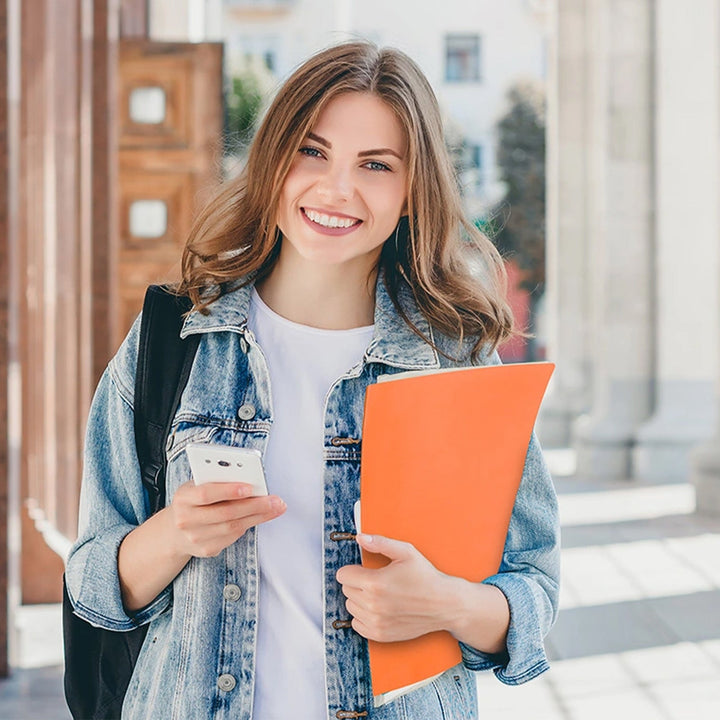 LIDERPAPEL - Carpeta Fundas de Plástico A4 con 40 Fundas Transparentes. Naranja Fluor