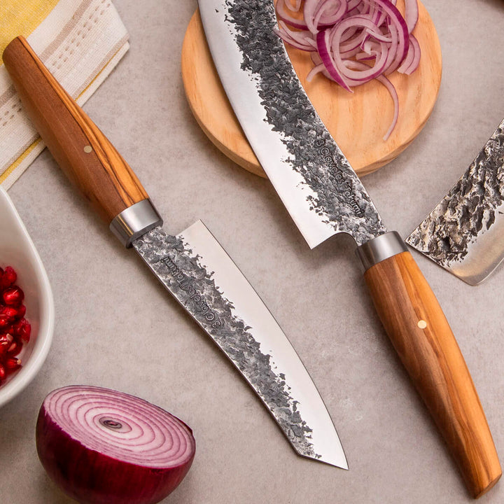 3 Claveles Takumi - Cuchillo Verduras 12.5 cm de Acero Forjado con Hoja Martilleada