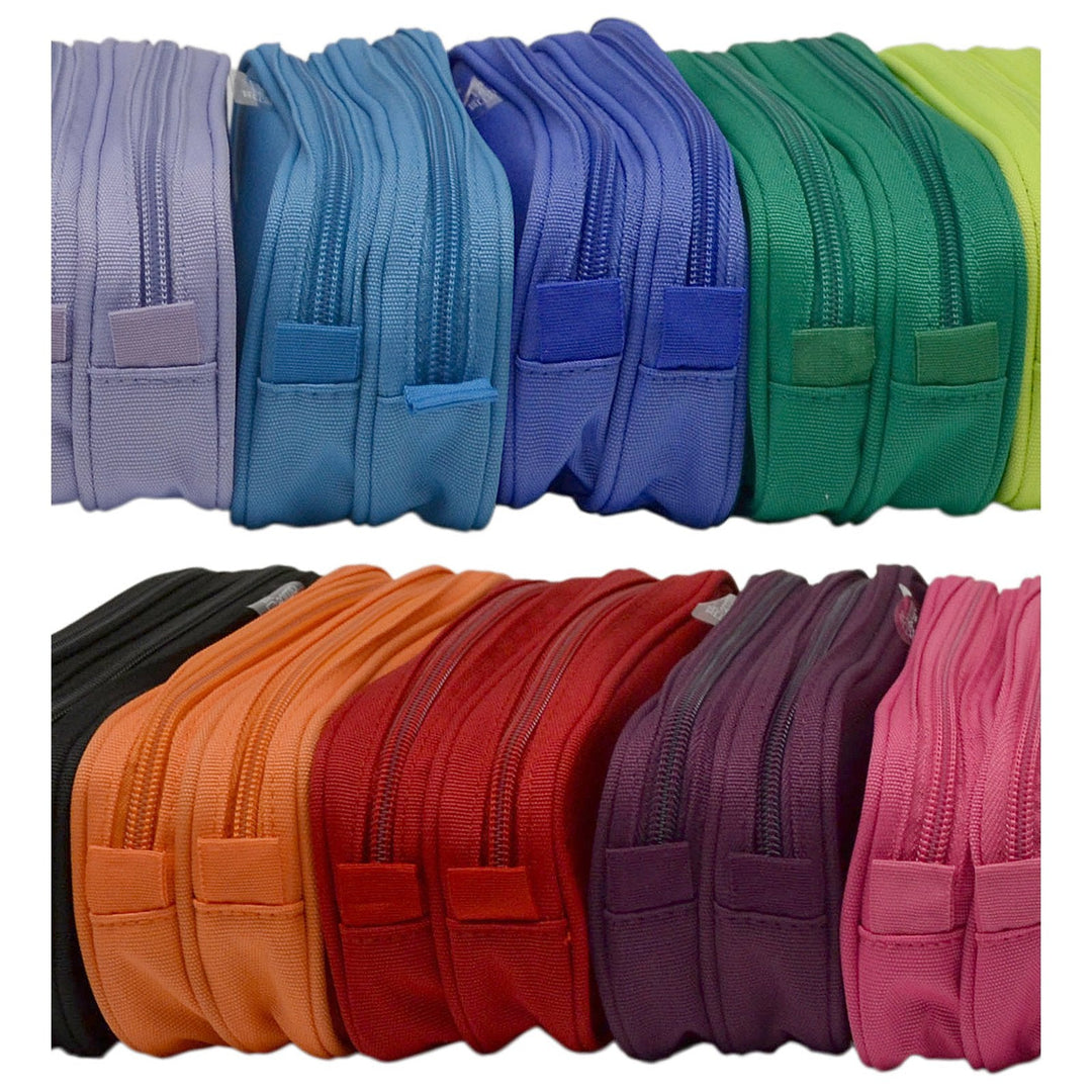 Estuche Portatodo Doble con Dos Cremalleras Azul Claro