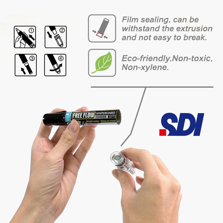 SDI Free Flow - Cartucho de Recarga para Rotulador de Pizarra Blanca. Naranja