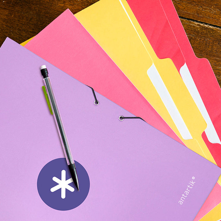 ANTARTIK - Carpeta Escolar A4 con 3 Solapas y Cierre de Goma. Lavanda