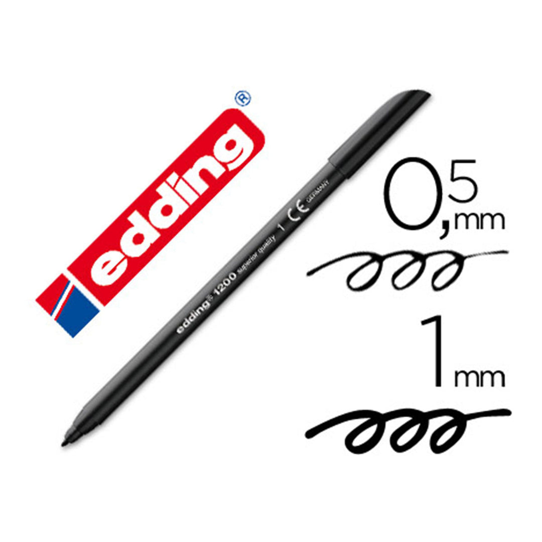 Edding 1200 - Rotulador de Fibra con Punta Redonda de 1 mm. Negro